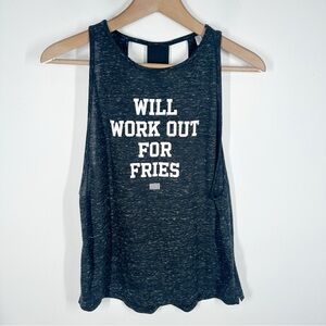 VSX Victorias Secret Will Workout for Fries Tank Top Size Medium Open Back
